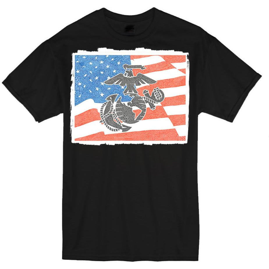 T-Shirt - Marines - Red, White & Blue-Clothing-Viz Art Ink