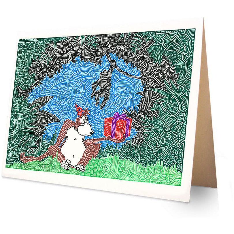 Greeting Card - Birthday Monkey-Greeting Cards-Viz Art Ink