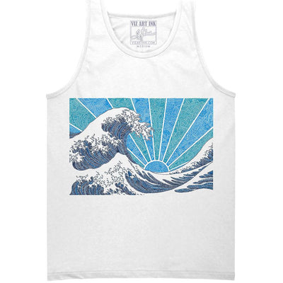 Tank Top - Off California (White & Blue)-Clothing-Viz Art Ink