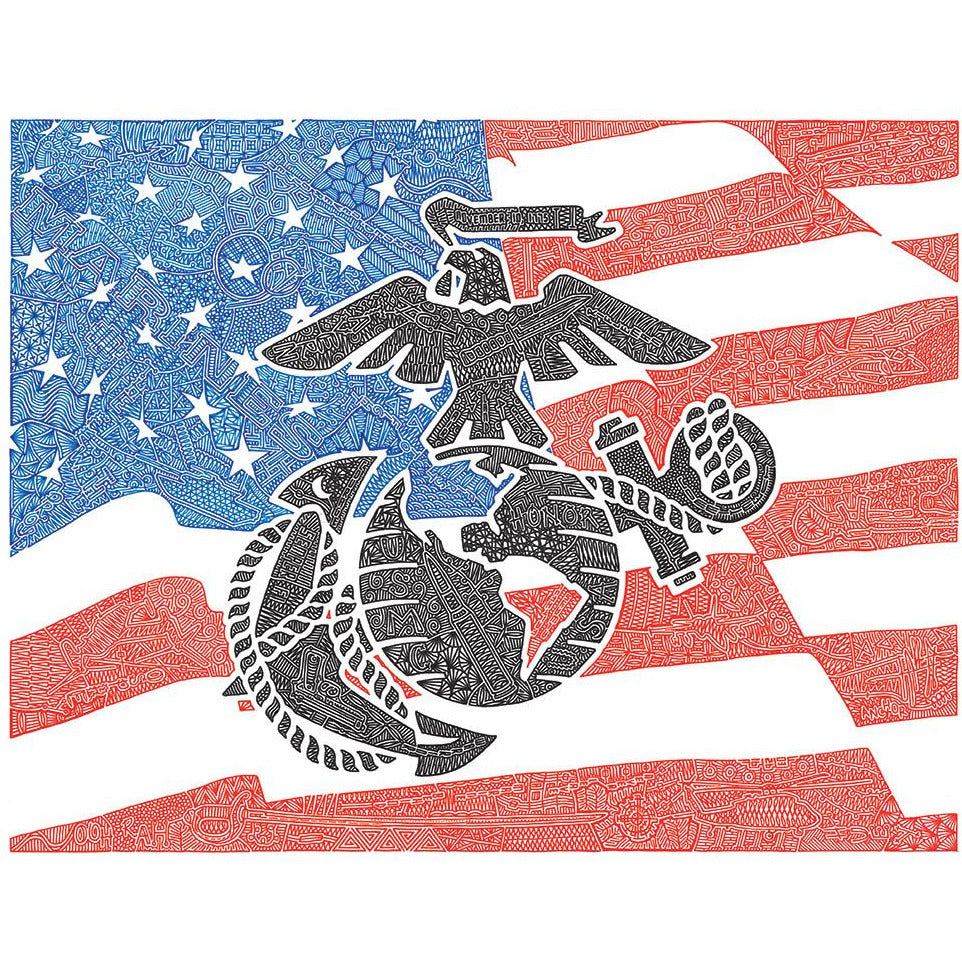 Art Print - Marines - Red, White & Blue-Art Print-Viz Art Ink