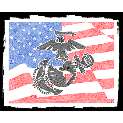 T-Shirt - Marines - Red, White & Blue-Clothing-Viz Art Ink