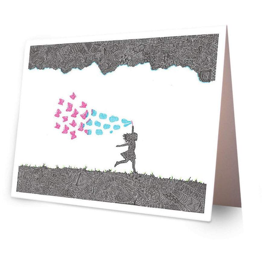 Greeting Card - Butterfly Bubbles-Greeting Cards-Viz Art Ink