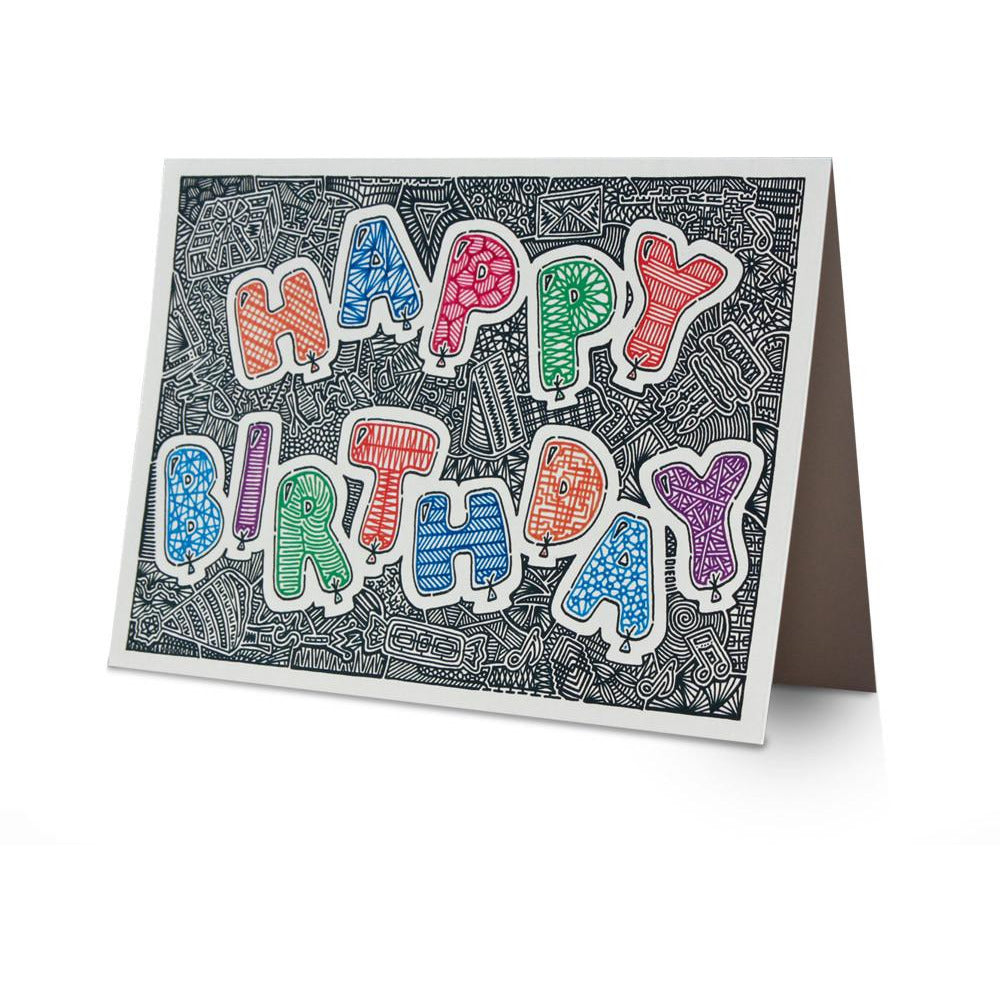 Greeting Card - Birthday Balloons-Greeting Cards-Viz Art Ink