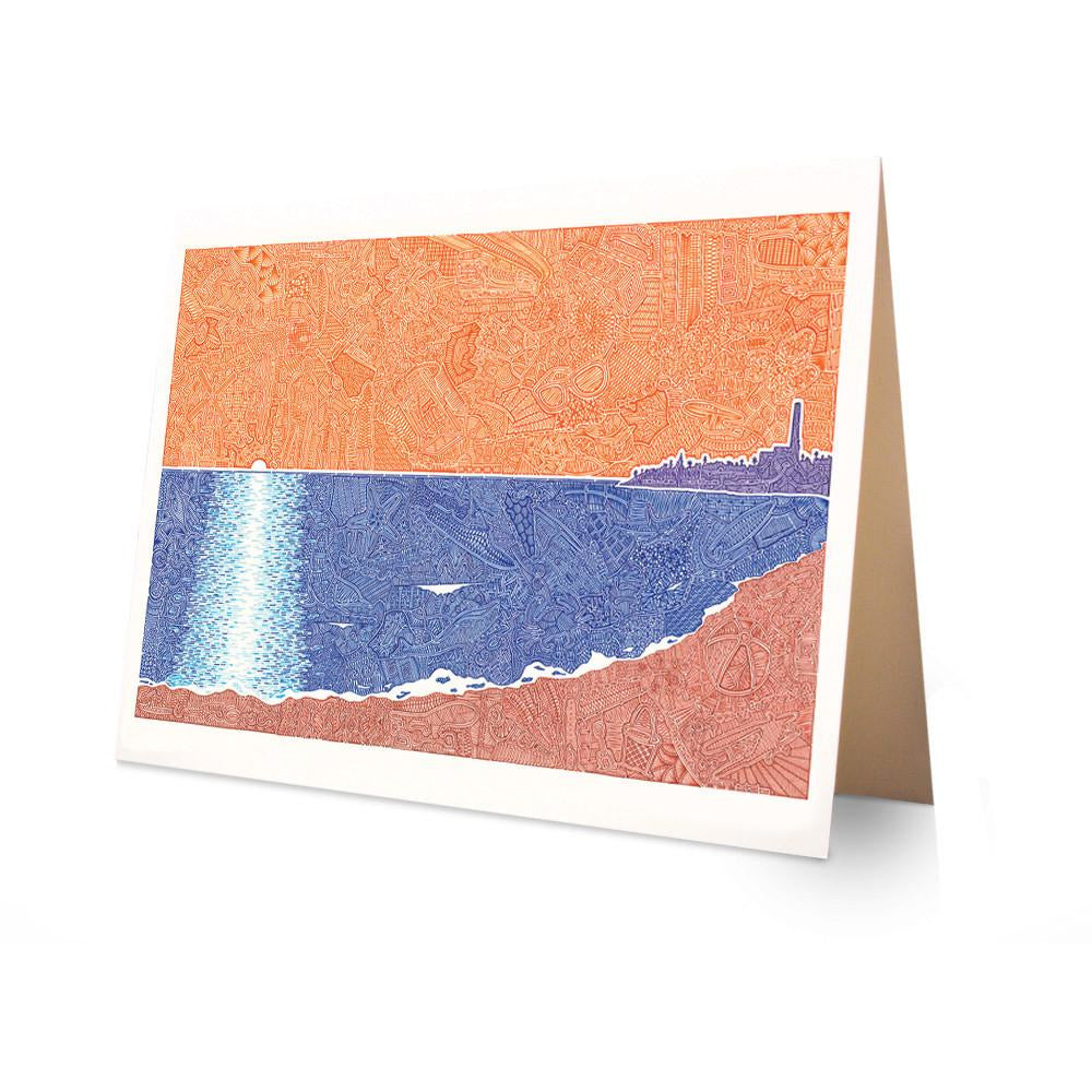 Greeting Card - Village by the Sea-Greeting Cards-Viz Art Ink